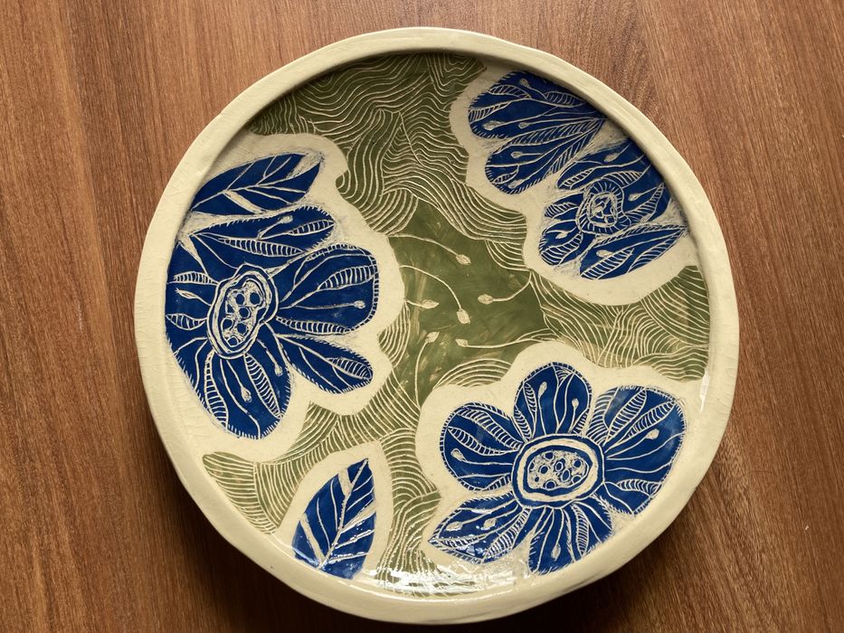 Duża patera, ceramika, rękodzieło, handmade