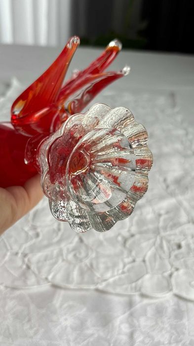 Figurka kogut szkło murano czerwone 21 cm