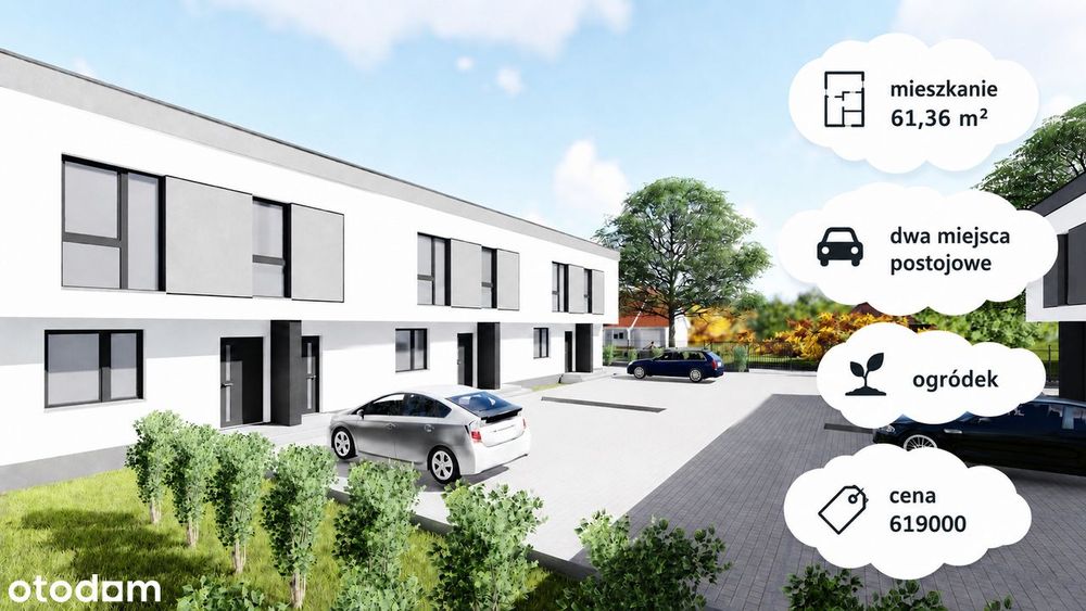 Bezpośrednio 3 pokoje + salon z aneksem,ogródek,2 miejsca postojowe.