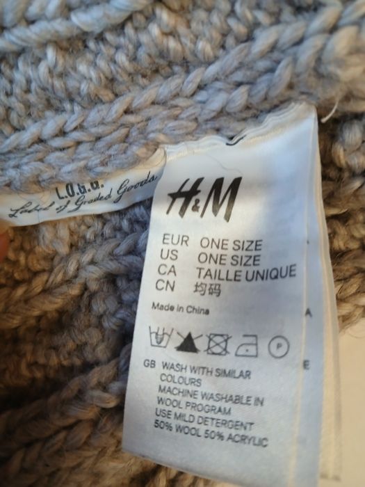 Czapka beżowa H&M wełna akryl
