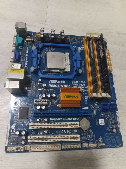 комплект ASRock N68C-S UCC+Phenom II X4 945 3.0 GHz +озу 6gb