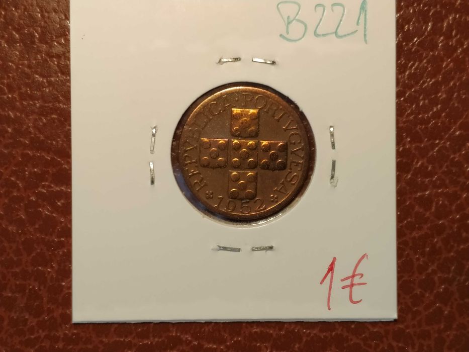 B221 moeda de 20 (XX) centavos de 1952, em bronze - Portugal