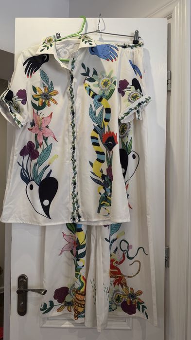 Костюм сатин белый молочный zimmermann alemais