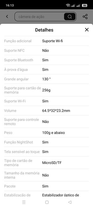 Câmara de acção 4k excelente qualidade de video e fotos!