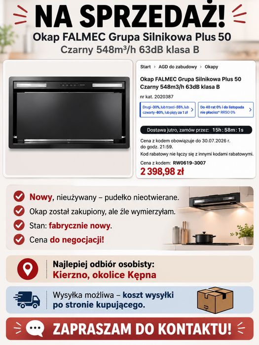 Okap FALMEC Grupa Silnikowa Plus 50 – czarny