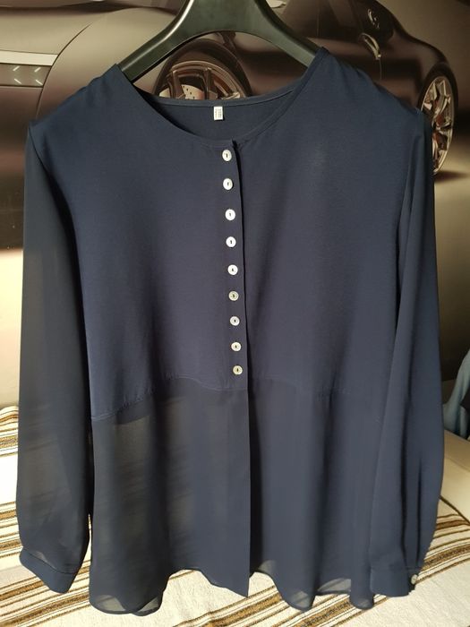 Letnia koszula  48 4XLz wiskozy  bluzka granatowa