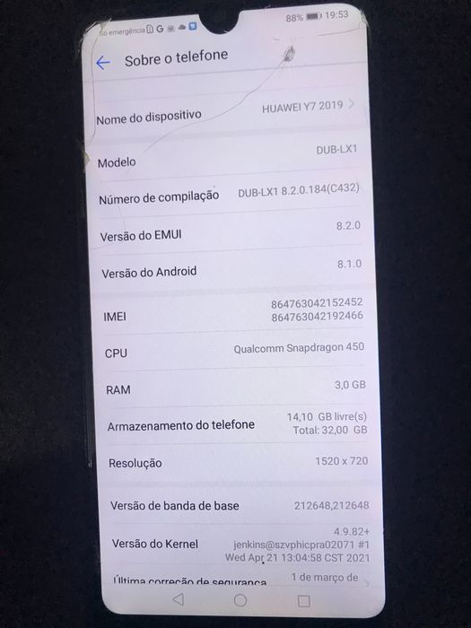Huawei y7 2019 telemovel