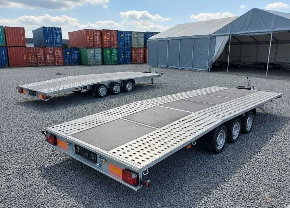 WYNAJEM przyczepa laweta platforma 3500 DMC / 650cm / 2590kg PIASECZNO