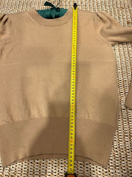 Miękki beżowy sweter Massimo Dutti XS len/wiskoza