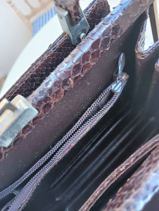 Carteira em pele verdadeira de crocodilo vintage