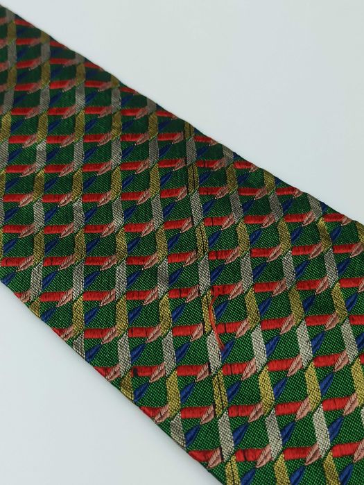 Missoni zielony jedwabny krawat w kratkę mis10