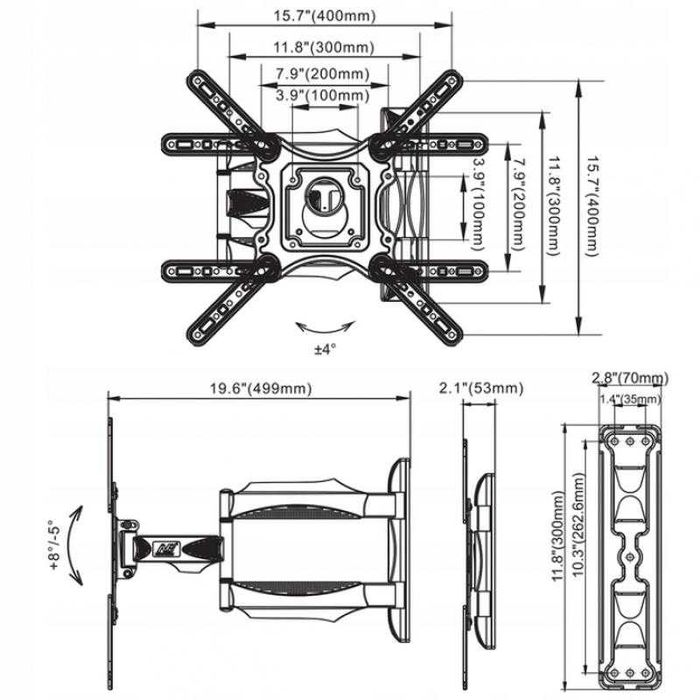 32"-55" Кронштейн для тв V-Star P4 Поворотне кріплення для телевізора