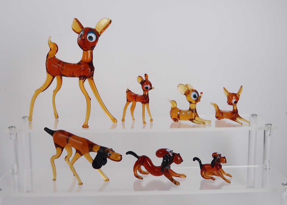 Conjunto de figuras vintage em vidro murano
