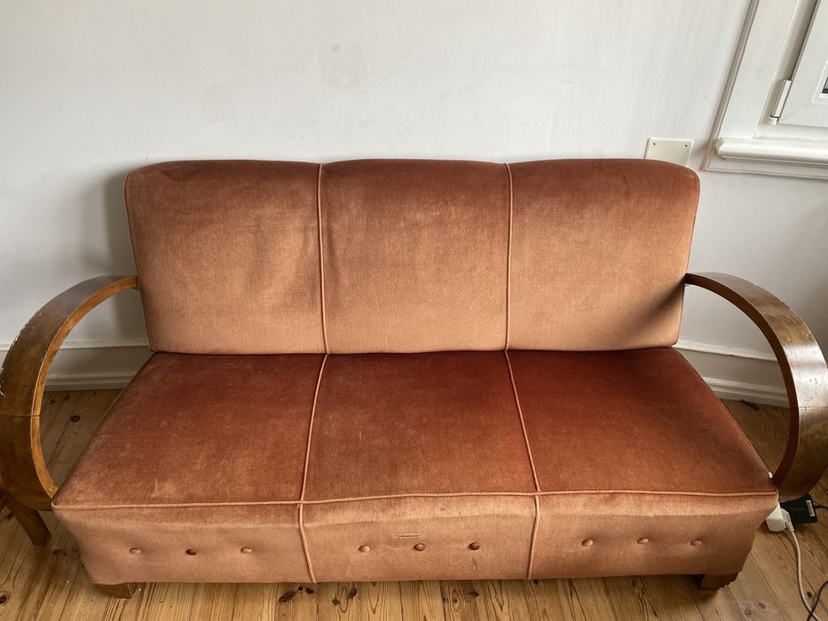 Sofá art deco veludo vintage antigo