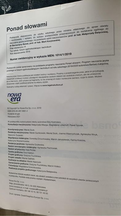Ponad słowami 1 zakres podstawowy i rozszerzony