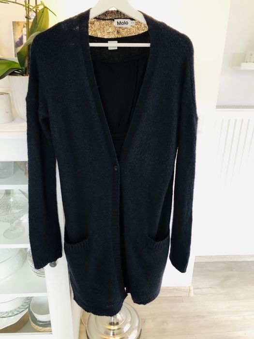 Granatowy sweter, długi sweter kardigan - S/M- 36/38
