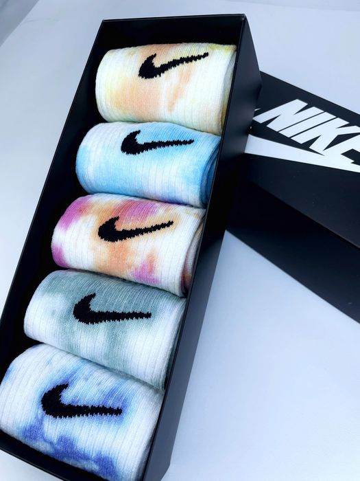 Подарунковий набір кольорових  шкарпеток Nike Tie-Dye 5 пар|Носки На