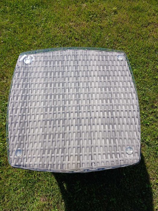 Stolik tarasowy ogrodowy Technorattan szklany gruby blat 50 x 50 Taras