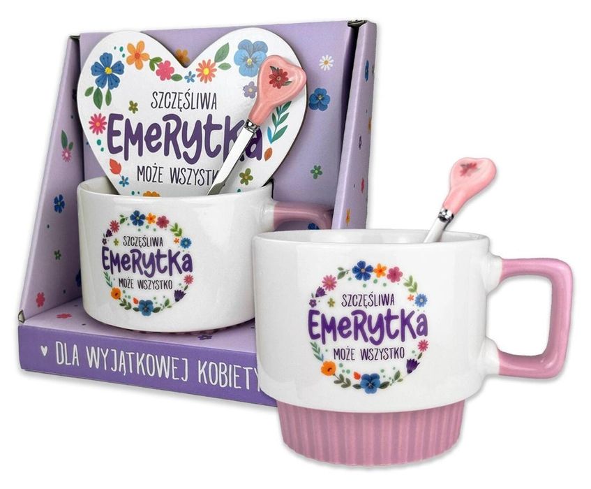 Kubek serce - Szczęśliwa emerytka oprawa: pudełko