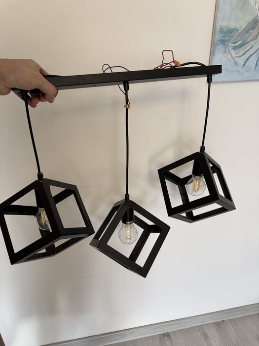 Lampa IKEA soft SWEDEN kwadraty E27 na 3 żarówki