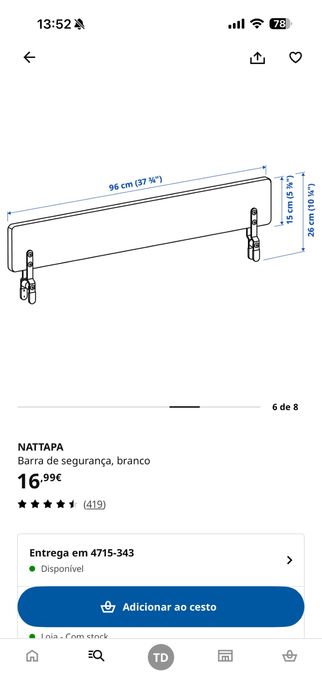 Barras de seguranca - Branca Ikea