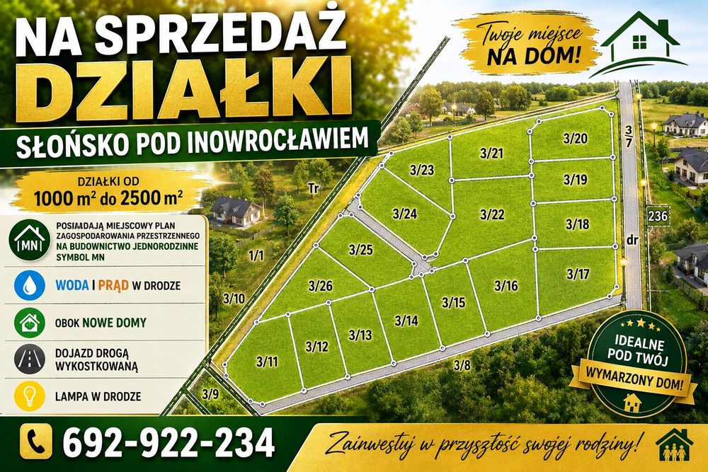 Działka budowlana w Słońsku z planem zagospodarowania