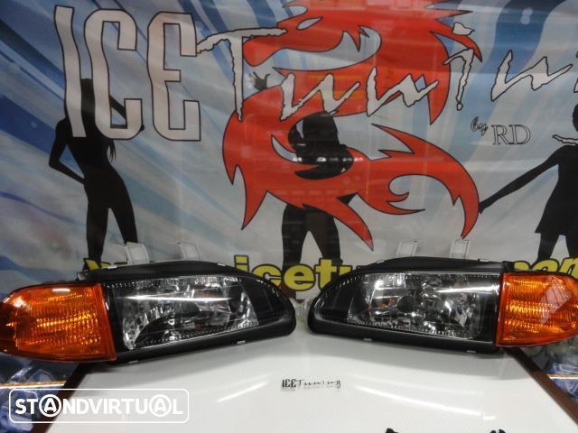 Farois frontais com luz branca 5000k Honda civic 92-95 EG8, EG9, EH8, EH9 JDM Fundo + piscas frontais Honda civic 92-95 4 portas EG8, EG9 fundo