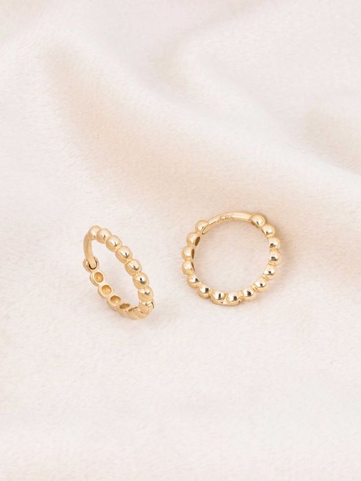 Złote kolczyki 585, koła z kuleczek 15 mm