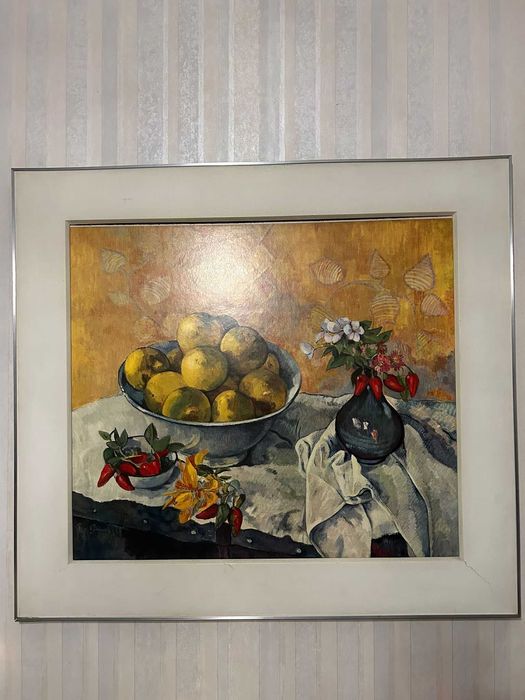 Quadro Grande - Natureza Morta com Taça de Limões, Jarro e Pimentas