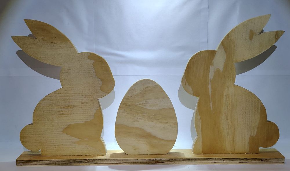 Zając drewniany stroik wielkanocny handmade