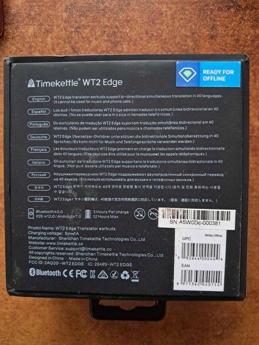 Timekettle WT2 Edge Offline — навушники-перекладач, нові, 40 мов