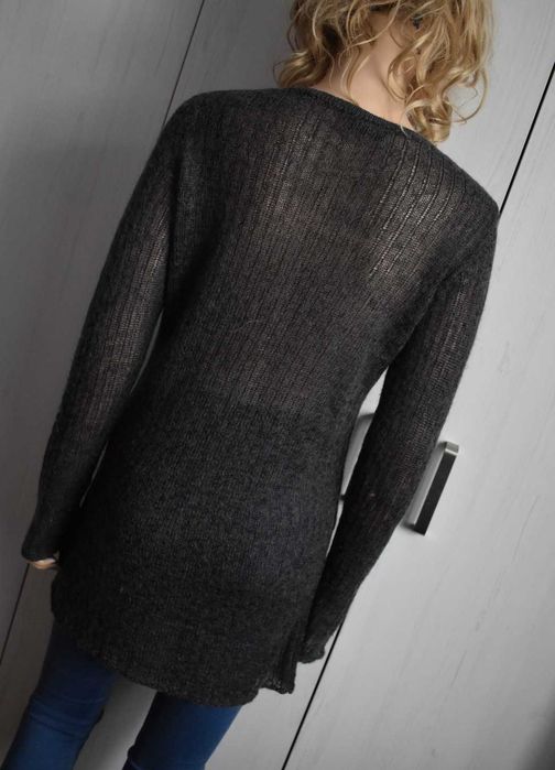 Sweter wełniany 38 M wełna moher Gant cienki dłuższy tunika ciepły