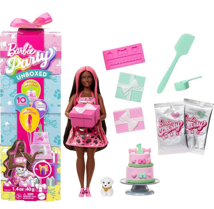 Barbie party unboxed лялька з сюрпризами