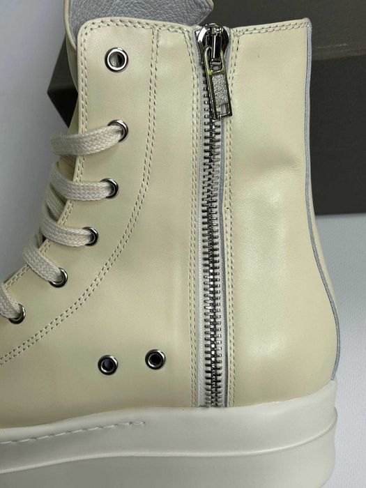 Кеди Rick Owens DRKSHDW megabumper ramones  белые кожаные кеды 41 43