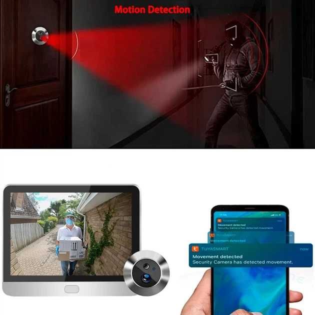 Tuya R10h WiFi ВідеоВічко 4,3" (11cм) Запис Датчик руху Відеоглазок