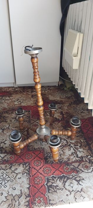 Zyrandol drewniany 5 ramienny lampa wisząca