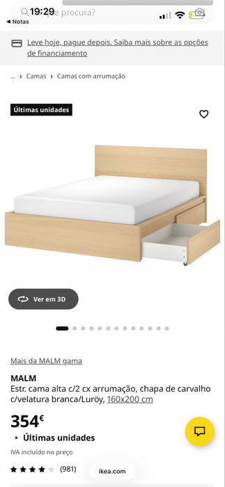 Cama de casal com arrumação e colchao