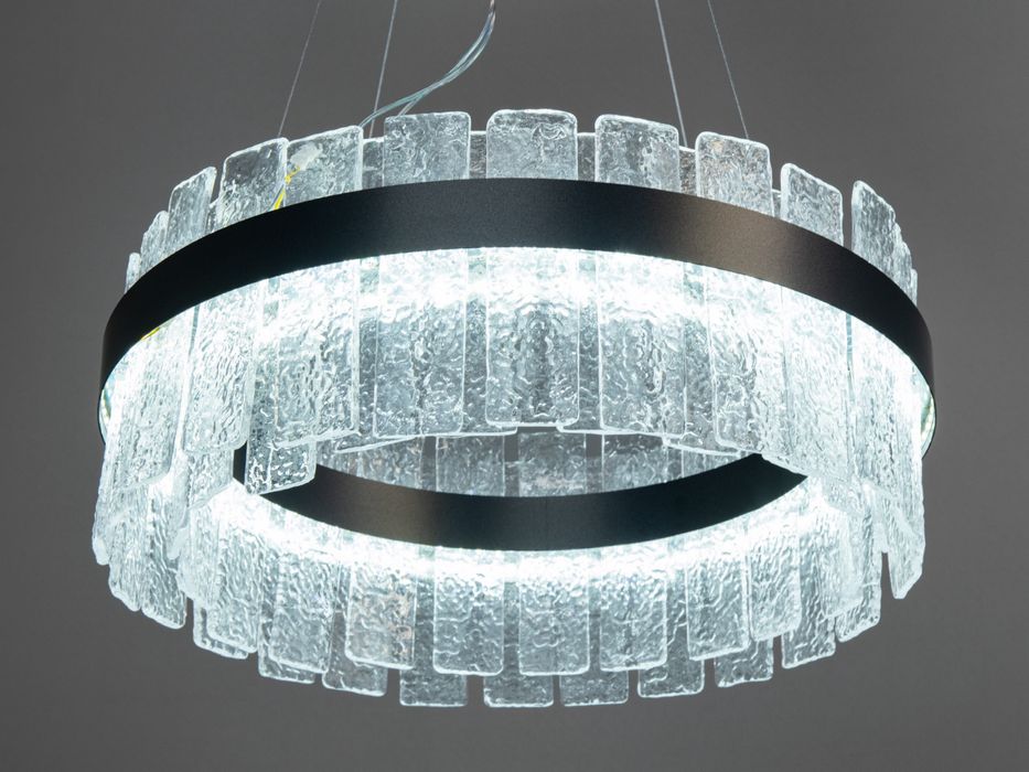 Кришталева світлодіодна люстра підвісна чорна 40 см.