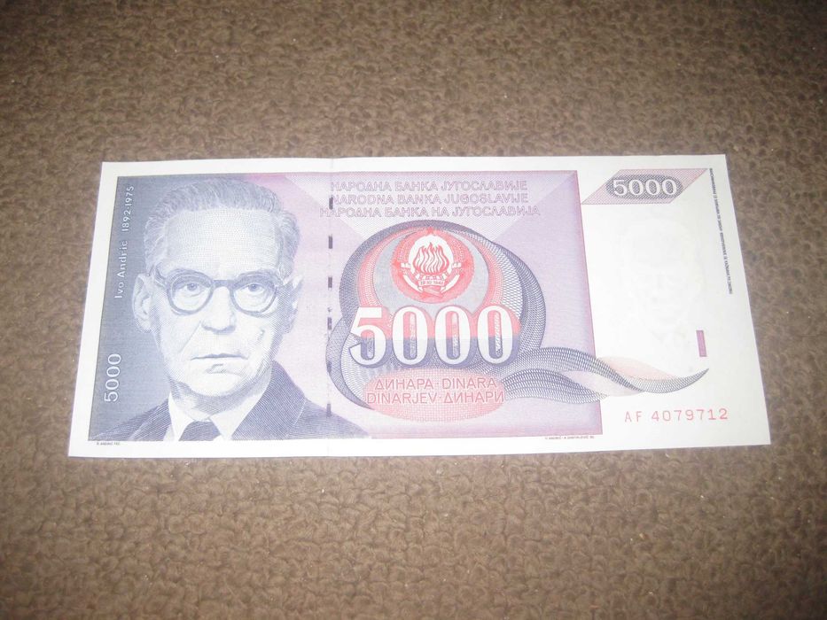 Nota da Jugoslávia "5000 Dinara" UNC