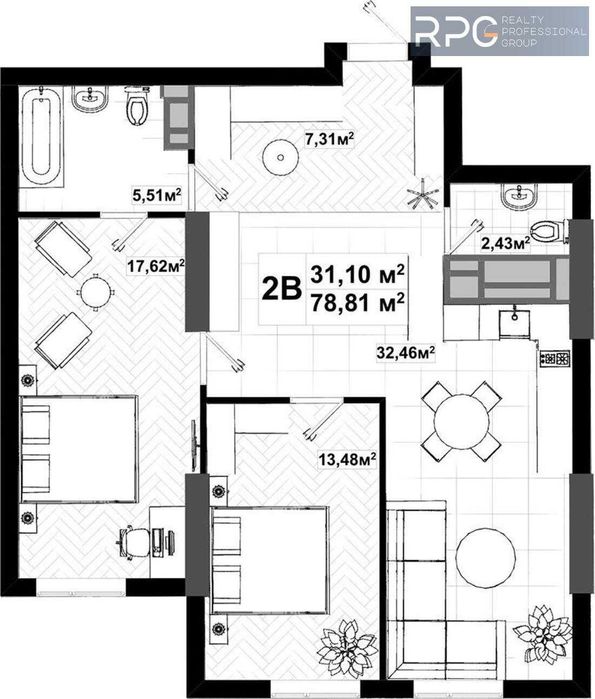 Вид на Парк 2-к квартира 78.40м² ЖК UNO City House м Дорогожичі 2хв