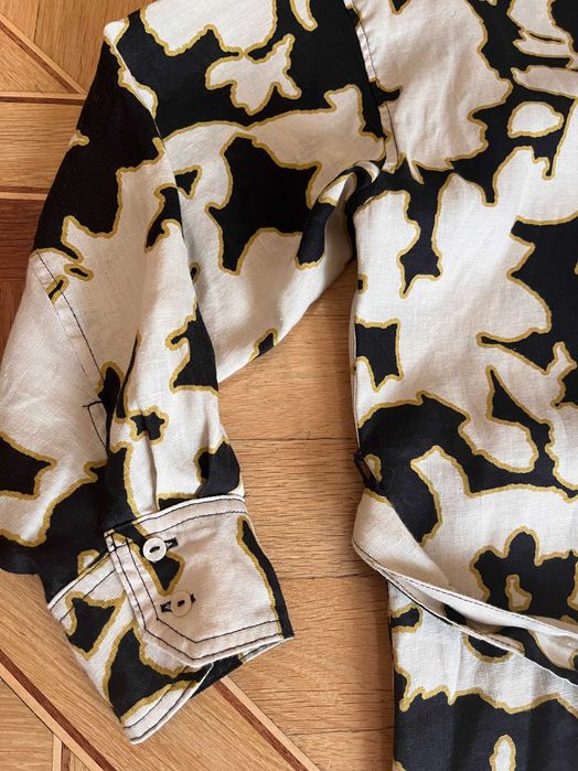 Лляна сукня сорочка  C&A Eur 42, F 44, льон XL- XXL беж квіти