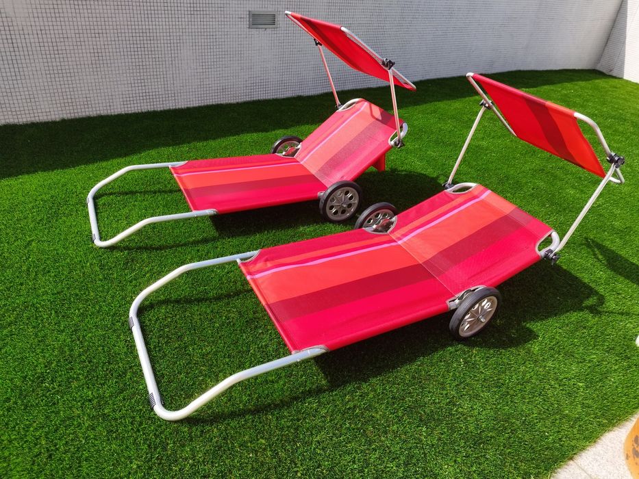 Cadeira espreguiçadeira com rodas como novas