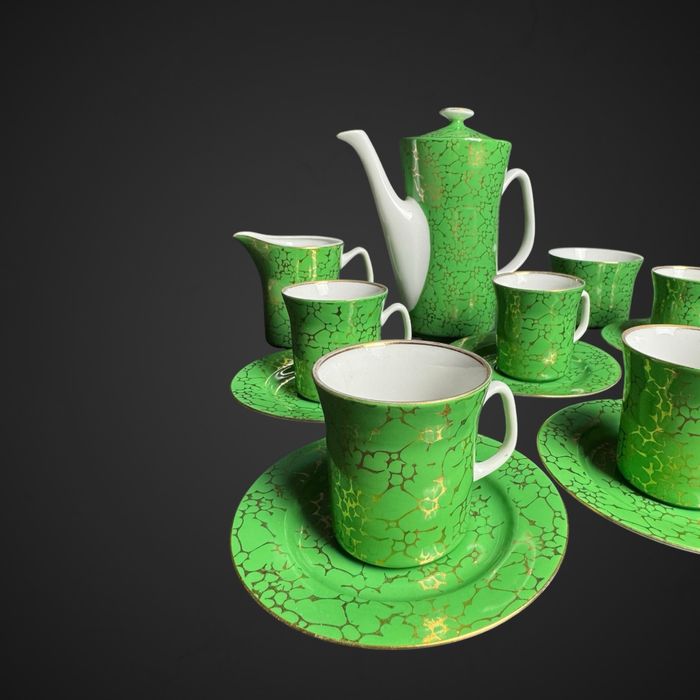 Serwis do kawy dla 6 os Włocławek marmurek złocenia B4/100601