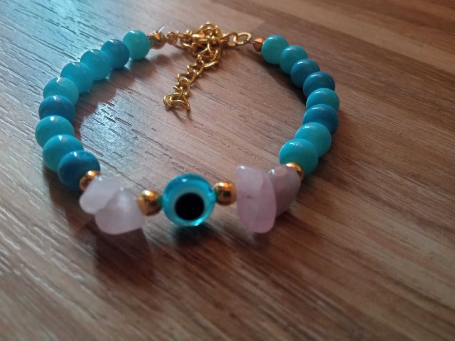 Bransoletka ochronna , oko proroka z naturalnymi kamieniami