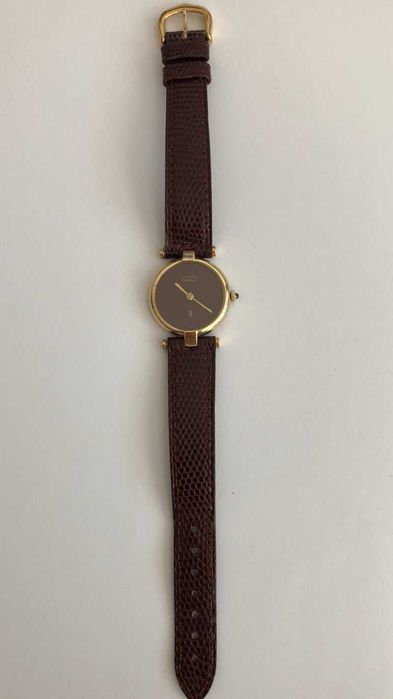 Cartier Must de Paris, srebro pozłacane, oryginał, pasek Cartier, LUX