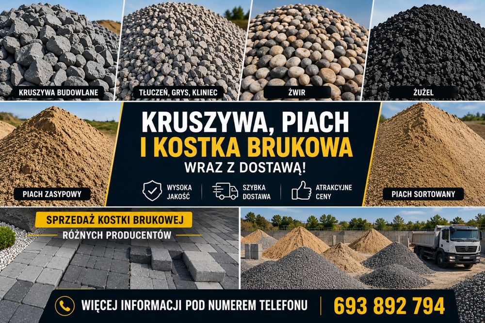 Kruszywa, kostka brukowa, piach - sprzedam
