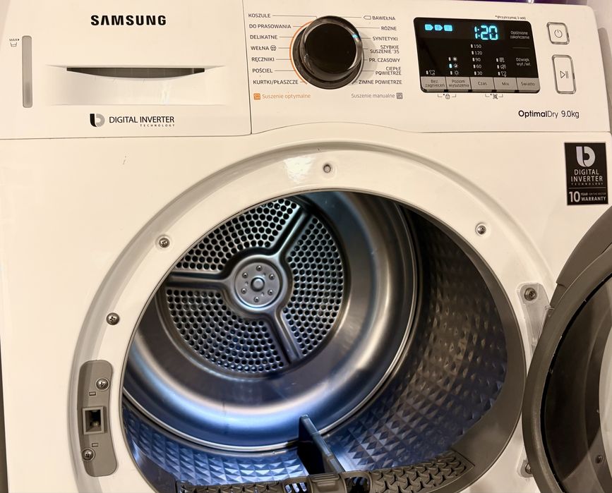 Suszarka Samsung 9 kg z pompą ciepła, Digital Inverter, bardzo dobry stan