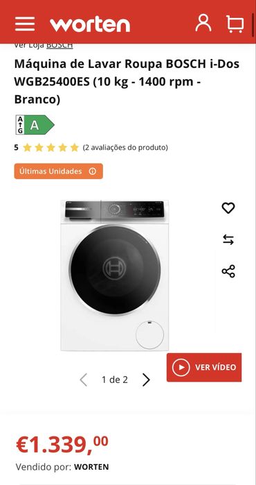 Máquina Lavar roupa Bosch Serie 8 10kgs