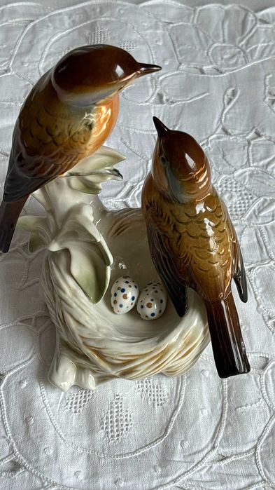 Karl Ens rzadka figurka ptaki gniazdo porcelana 7499