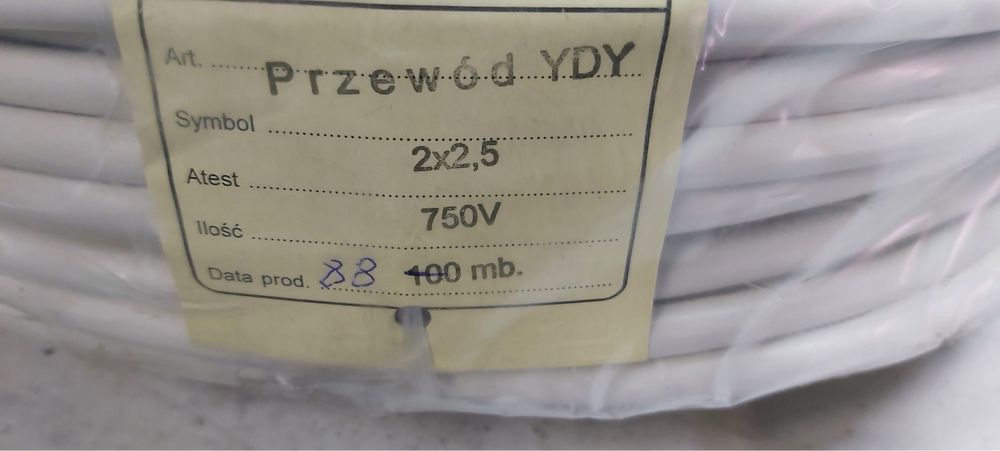 Przewód YDY 2x2,5mm2 88mb